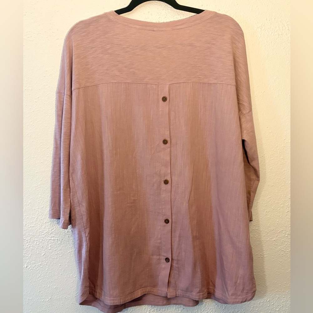 J. Jill Women’s Blush Pink Tunic Long Sleeve V- Neck Cotton Blend Size L NWT - Picture 2 of 5